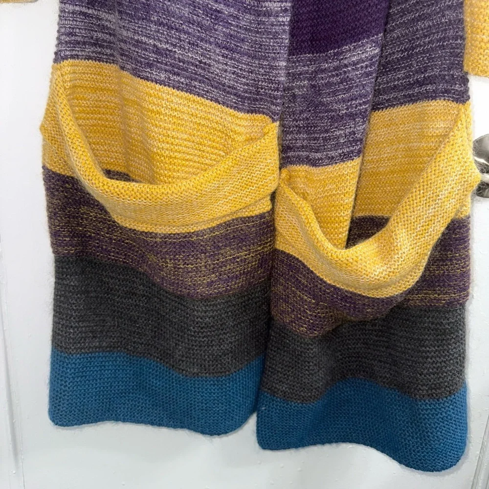 Theory Floriane Land Long Rainbow Angora Cashmere Mohair Stripe Sweater M - Picture 5 of 9